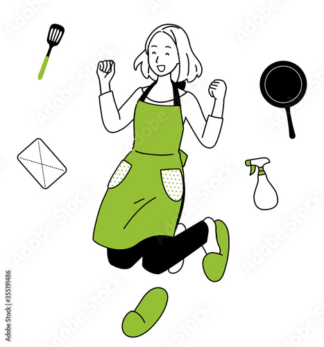 Energetic woman illustration.