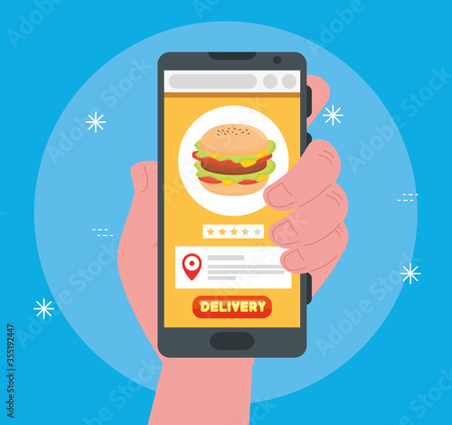 ecommerce concept, order food online website, fast food pizza delivery online service in smartphone