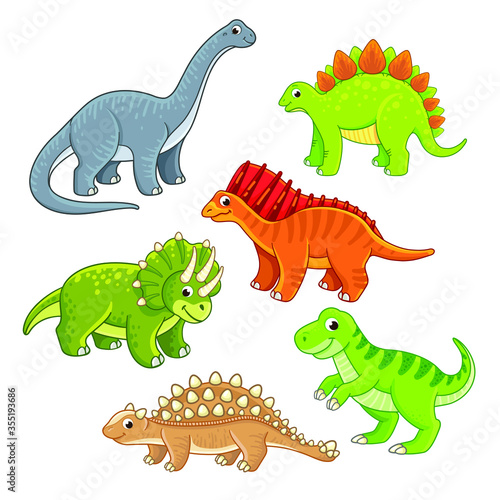 Cute colorful dinosaur set