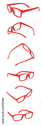 Glasses 3D Illustrations set on white background.
