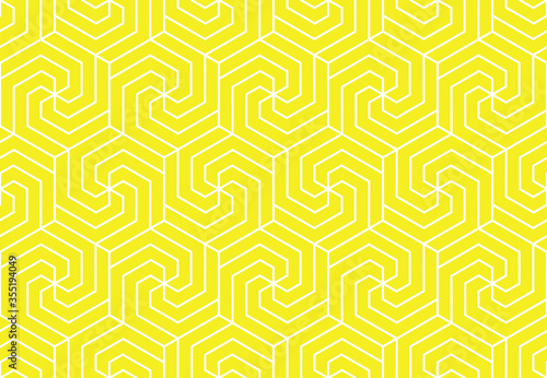 Abstract geometric pattern with stripes, lines. Seamless vector background. White and yellow ornament. Simple lattice graphic design