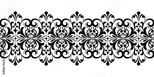 Wallpaper in the style of Baroque. Modern vector background. White and black floral ornament. Graphic pattern for fabric, wallpaper, packaging. Ornate Damask flower ornament