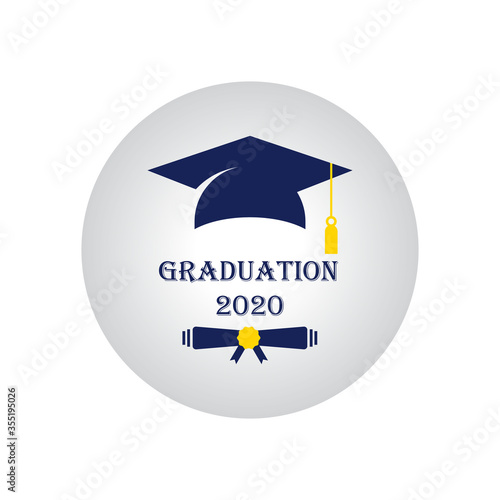 Graduation Caps. Class of 2020. vector illustration