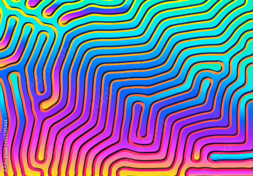 Abstract background with optical illusion generative pattern and vibrant fluid psychedelic colors