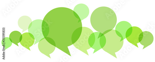 colored speech bubbles in a row
