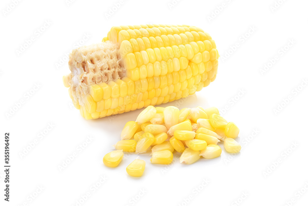 Pile of fresh corn seeds isolated on white background Pile of fresh corn seeds isolated on white background