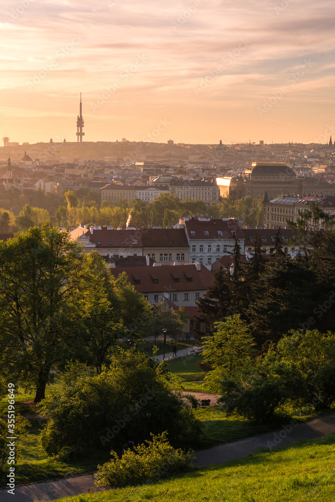 View of Prague from Petrin garden 