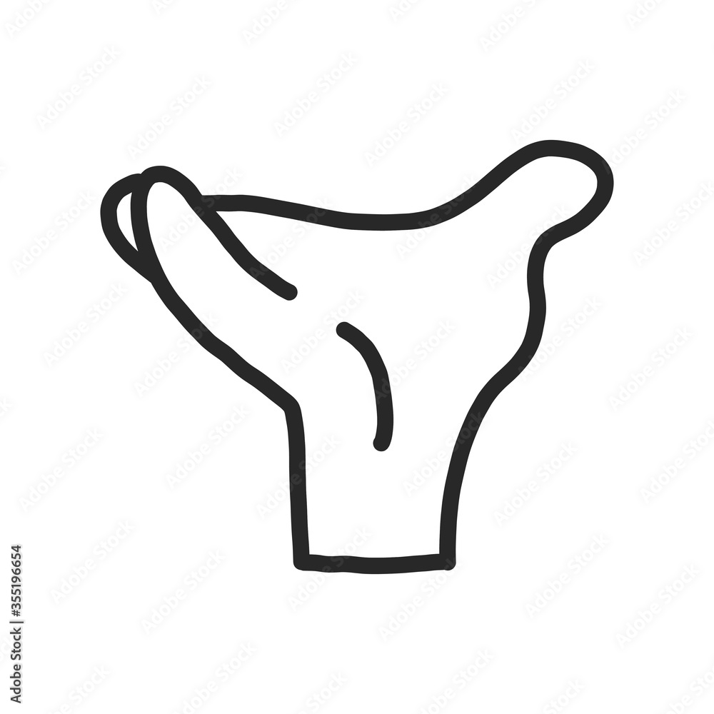 Hand line icon in a flat design style, isolated on a white background. symbol of the palm that holds the object. for website and app design, placards and posters. gesticulation. Hand line icon in a flat design style, isolated on a white background. symbol of the palm that holds the object. for website and app design, placards and posters. gesticulation.
