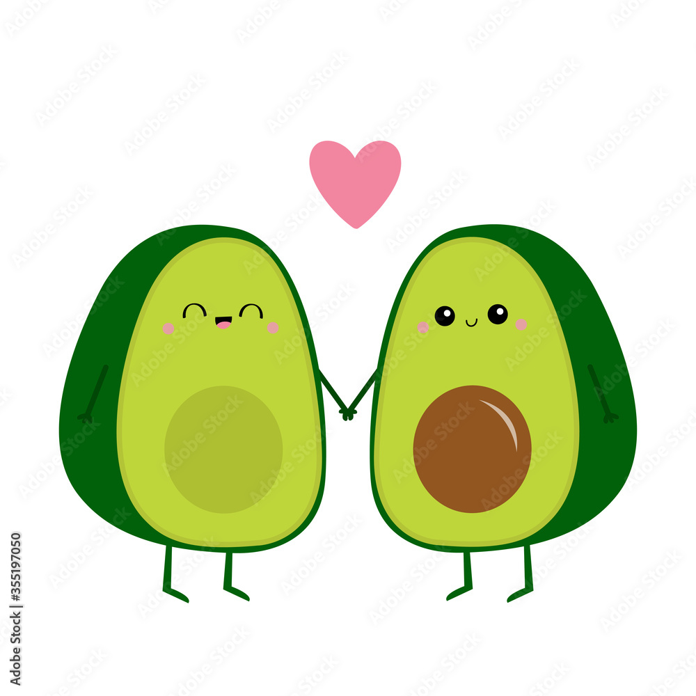 Avocado family. Mother, father holding hands. Pink heart. Cute cartoon kawaii funny character set. Love greeting card. Happy Valentines day. Healthy food. Flat design. White background. Stock Vector | Adobe Stock Avocado family. Mother, father holding hands. Pink heart. Cute cartoon kawaii funny character set. Love greeting card. Happy Valentines day. Healthy food. Flat design. White background. Stock Vector | Adobe Stock