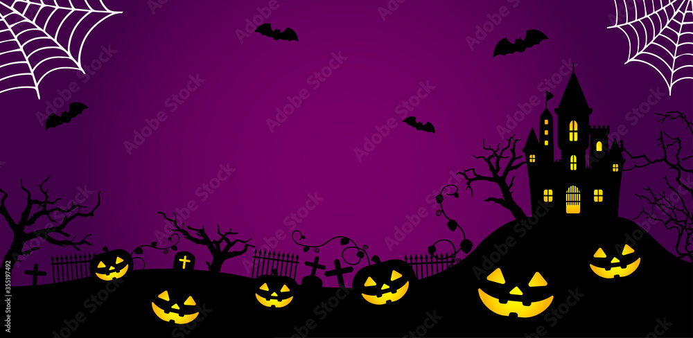 Halloween silhouette vector banner illustration / no text