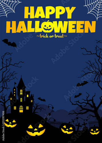 Halloween silhouette background vector illustration. Poster  flyer  template design  text space 