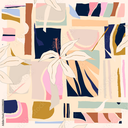 Trendy summer scarf print. Creative contemporary collage . Fashionable template for design.
