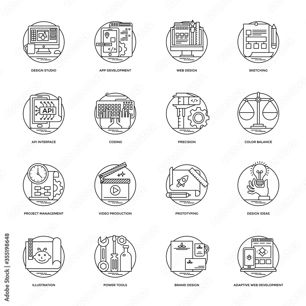 Collection of Design and Development line Vector Icons