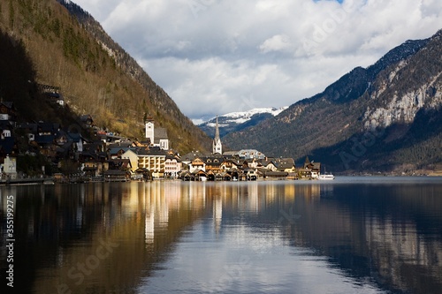 Hallstatt - UNESCO Heritage village against mountain and lake in winter. It`s most popular, romance and dream of destination for many tourists. Austria. © Irina Papoyan