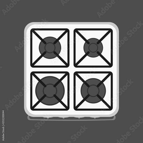 White stove top view. Gas stove. Modern stove for the kitchen. Flat style. Isolated. Vector.
