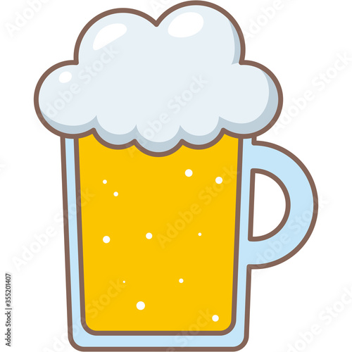 ビールジョッキに入ったビール（線画あり）