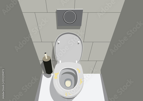 Urine spill on the floor near the Closet Cubicle. Vector Illustration