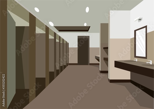 Poorly maintained public restroom illustration. Vector Illustration