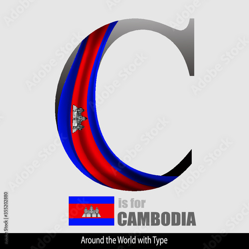Vector Letter C is for Cambodia flag. Design Matches Letters Of The Alphabet With Name list of country worldwide