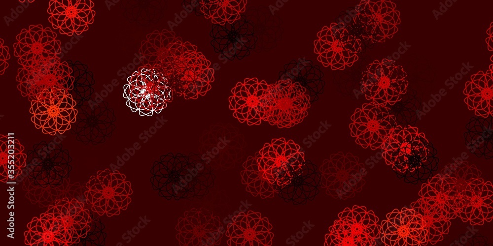 Light Red, Yellow vector doodle template with flowers. Light Red, Yellow vector doodle template with flowers.