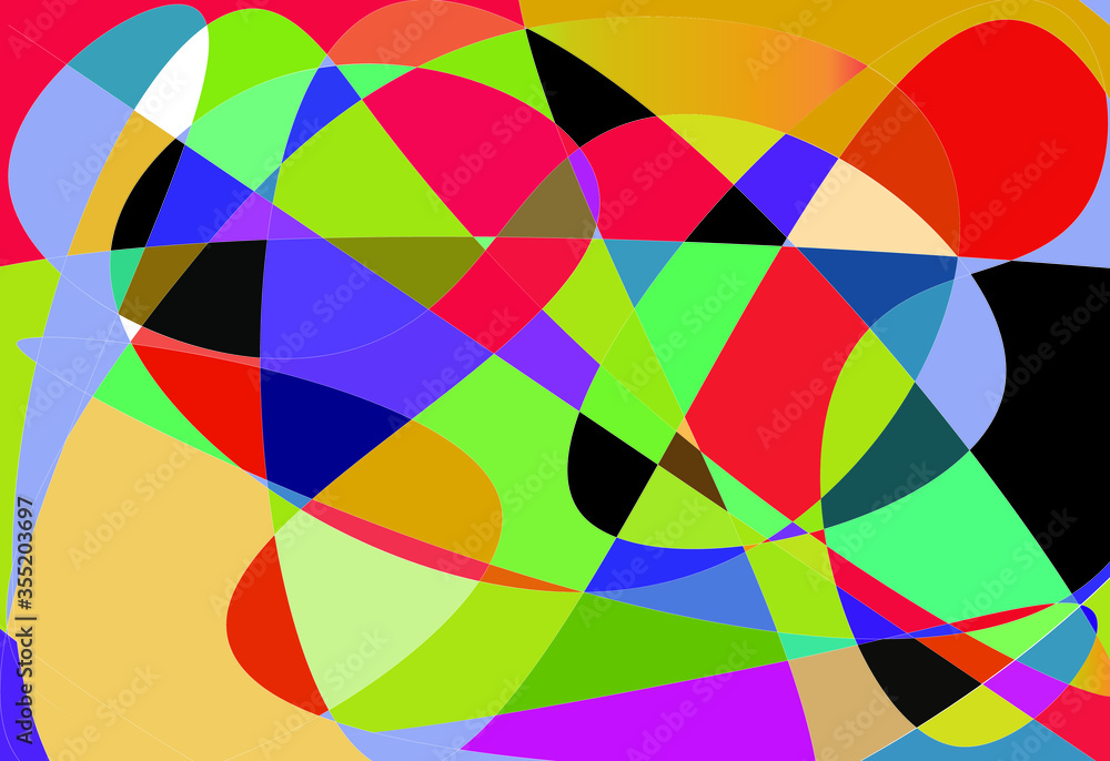 Fototapeta premium Modern art work with color variations. Irregular shapes with nonstop lines.