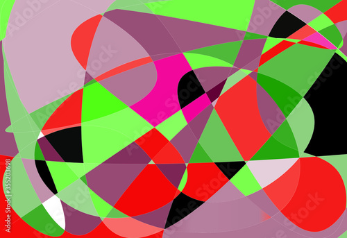 Modern art work with color variations. Irregular shapes with nonstop lines.