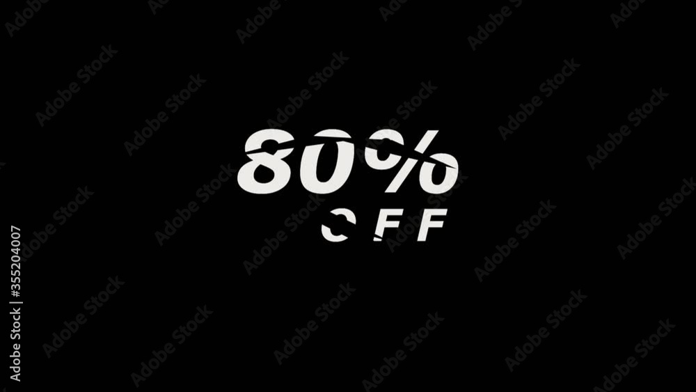 Sale 80% off. Promotion message with glitch effect animation for sale promotion advertising Sale 80% off. Promotion message with glitch effect animation for sale promotion advertising