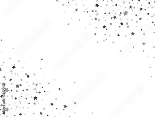 Glitter stars frame on white background. Silver stars explosion. Glitter elegant design elements. Magic decoration. Christmas texture. Vector illustration