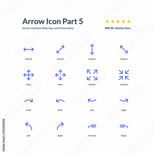 Arrow icon set interface app part 5 graphic design vector illustration for interface mobile web presentation