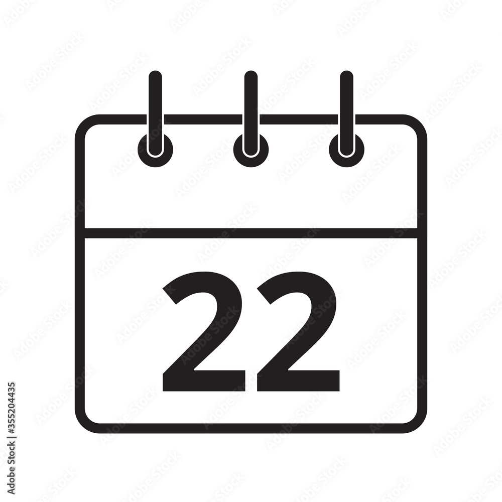 Line icon the twenty-second day on the calendar isolated on white background. Vector illustration. Line icon the twenty-second day on the calendar isolated on white background. Vector illustration.