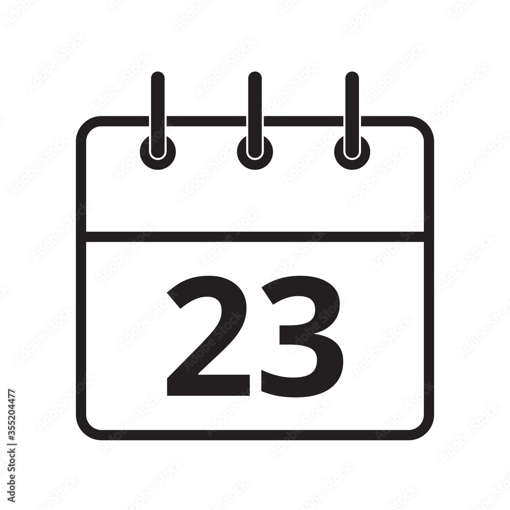 Line icon the twenty-third day on the calendar isolated on white background. Vector illustration. Line icon the twenty-third day on the calendar isolated on white background. Vector illustration.