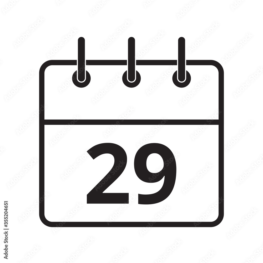 Line icon the twenty-ninth day on the calendar isolated on white background. Vector illustration. Line icon the twenty-ninth day on the calendar isolated on white background. Vector illustration.