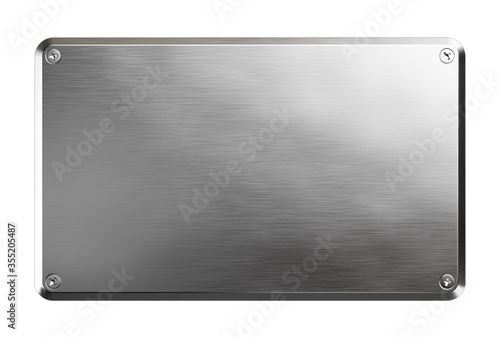 Empty steel plate. Isolated, clipping path included. 3d illustration