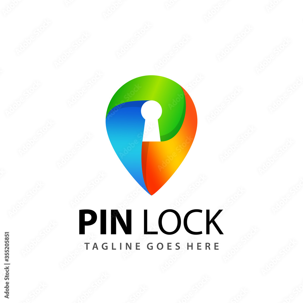 Abstract Gradient Pin Lock Logo Design Template Premium Vector Abstract Gradient Pin Lock Logo Design Template Premium Vector