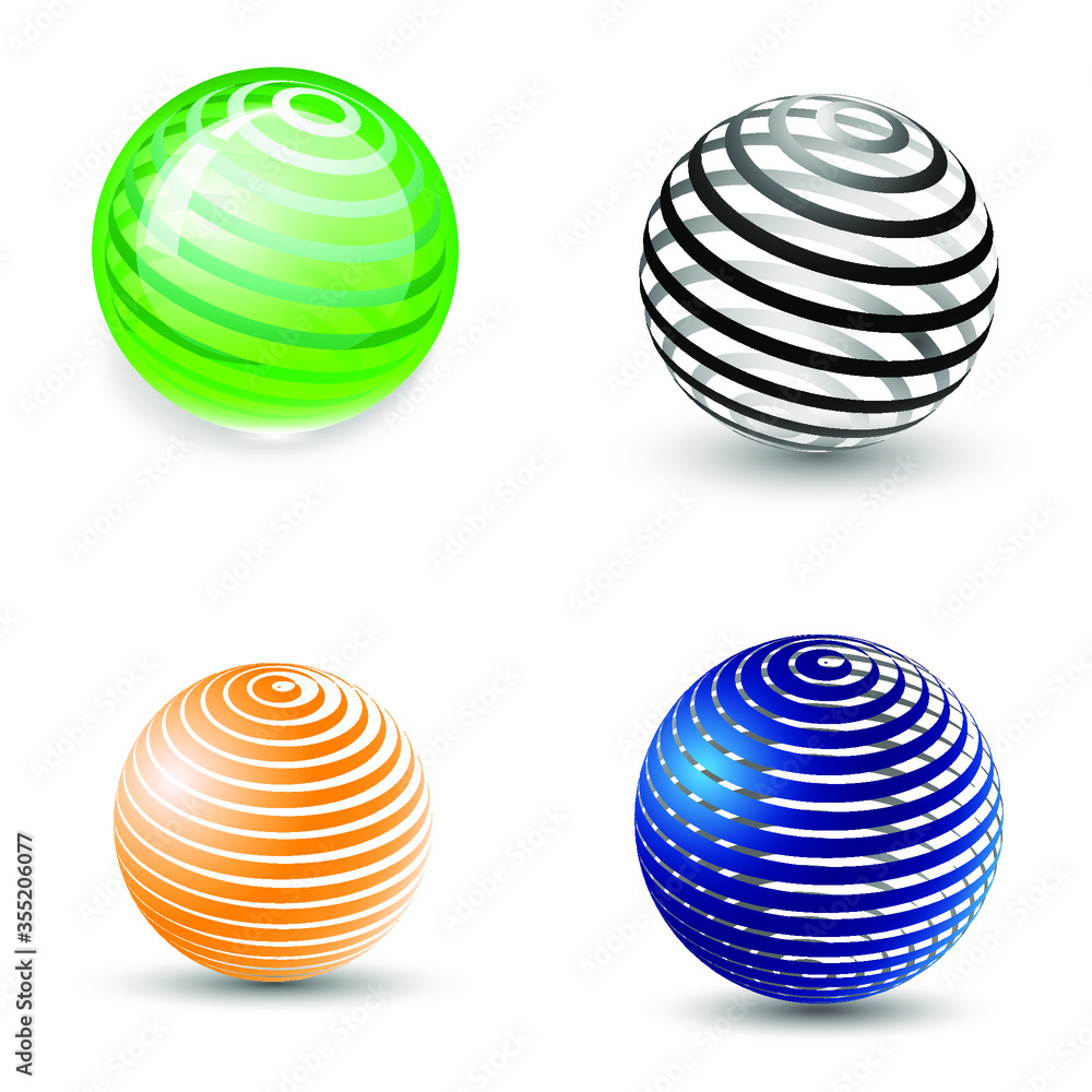 abstract decorative sphere, set abstract decorative sphere, set