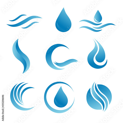 A collection of logos for water and plumbing. Water Association. Icons in vector
