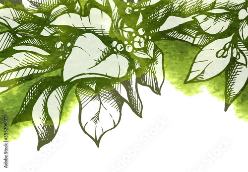 Vector template with abstract green background