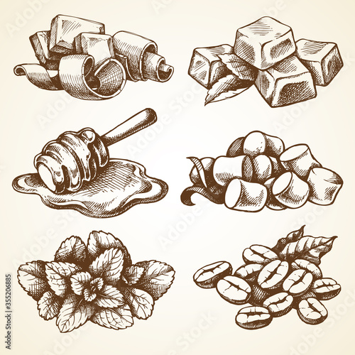 Set with food and drink elements illustrations