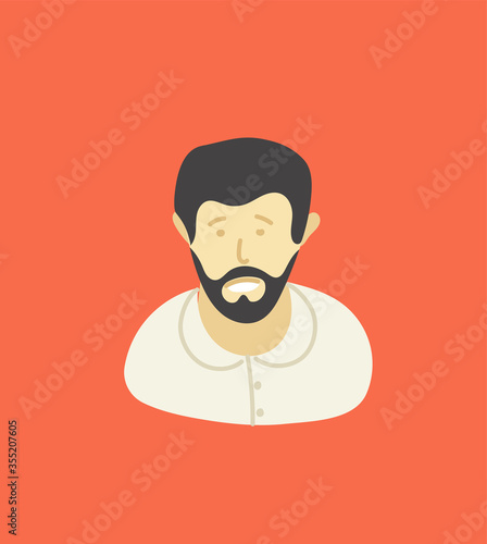 Sketchy style artistic character. Man with the beard