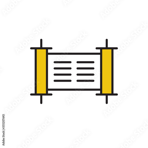Torah scroll flat icon, vector illustration