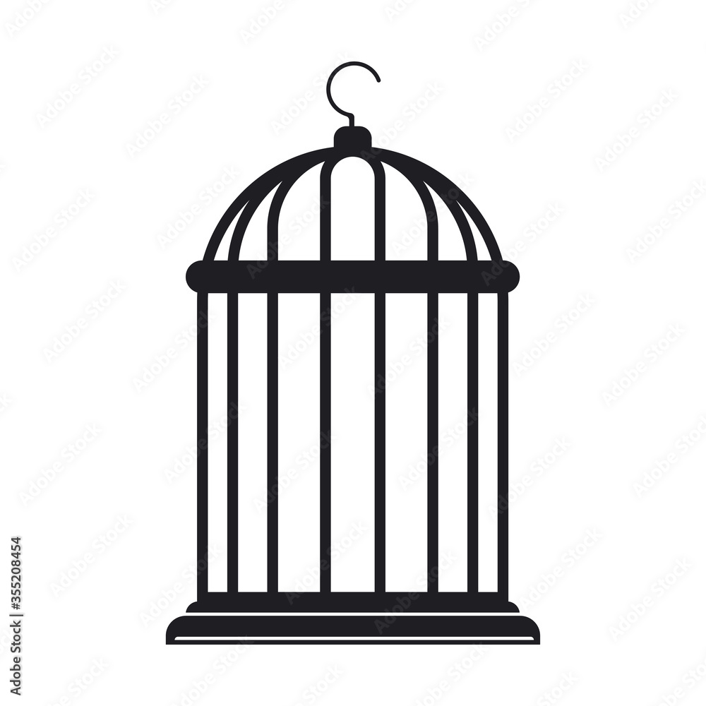 Flat vector of cage silhouette icon Flat vector of cage silhouette icon
