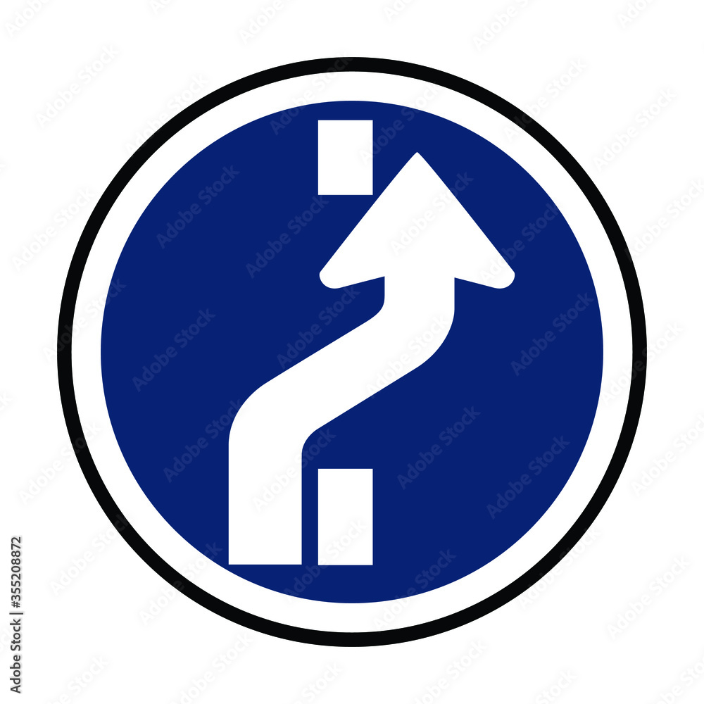 changing to left lane, changing to right lane, traffic sign on the roadside changing to left lane, changing to right lane, traffic sign on the roadside