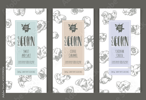 Vector set of templates popcorn