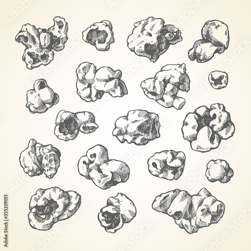 Set popcorn sketch vector illustration