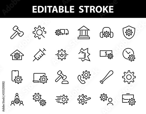 A simple set of settings and options related to Vector Line Icons. Contains icons such as set time, business, phone, and more. Editable Stroke.. 480x480
