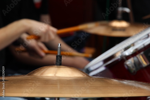 Drummer with drum kit