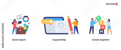 People use gadgets. set of icons, illustration. Smartphones tablets user interface social media.Flat illustration Icons infographics. Landing page site print poster.
