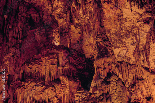 Stalagmite and stalactites  Inside the Melidoni cave. Crete. Greece