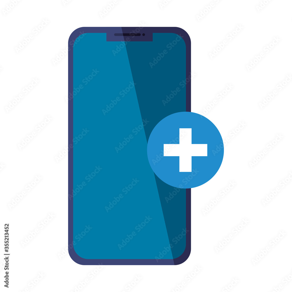 smartphone and cross inside blue button vector design smartphone and cross inside blue button vector design