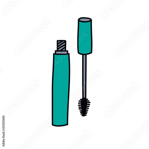 mascara doodle icon, vector illustration